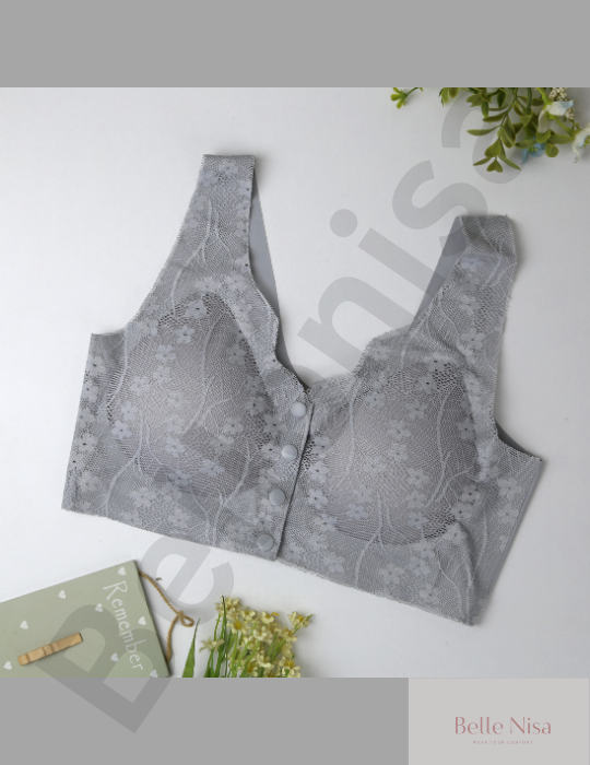 BelleNisa Soft Padded Front-Open Lace Bra – Comfortable & Convenient